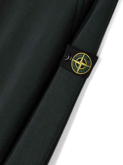 Stone Island Black Crewneck Sweatshirt With Logo Patch On The Sleeve In Cotton Boy In Schwarz