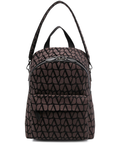 Valentino Toile Iconographe Leather-trim Backpack In Braun