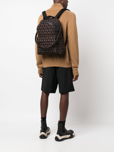 Valentino Toile Iconographe Leather-trim Backpack In Braun