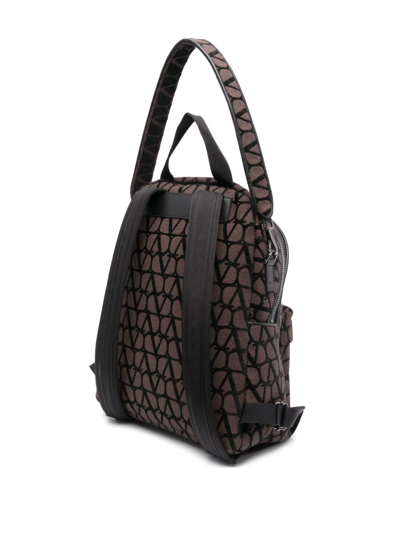 Shop Valentino Toile Iconographe Leather-trim Backpack In Braun