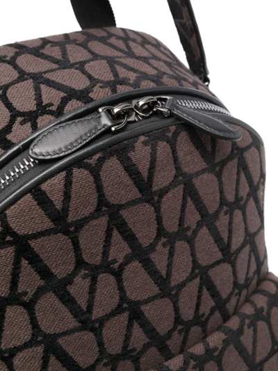 Valentino Toile Iconographe Leather-trim Backpack In Braun