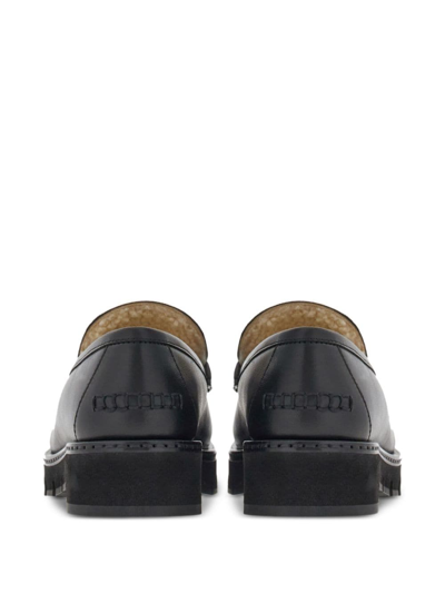 Ferragamo Black Ofelia Lug Moccasin With Gancini Ornament In Schwarz