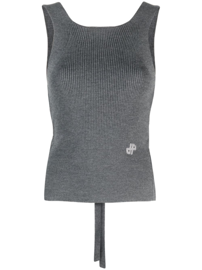 Shop Patou Ribbed-knit Wrap Top In Grau