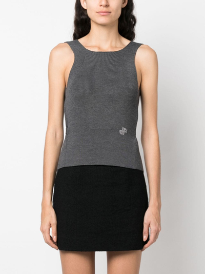 Patou Ribbed-knit Wrap Top In Grau