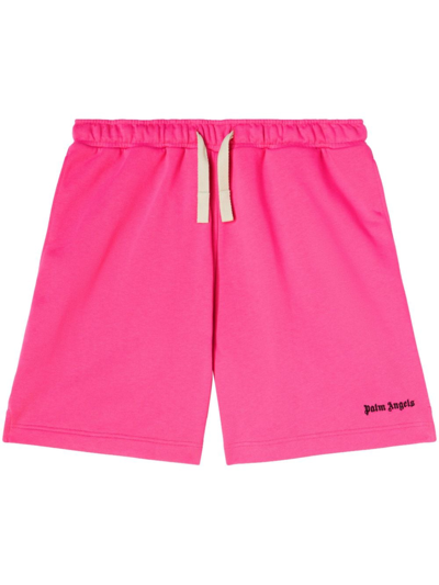 Shop Palm Angels Embroidered-logo Track Shorts In Pink