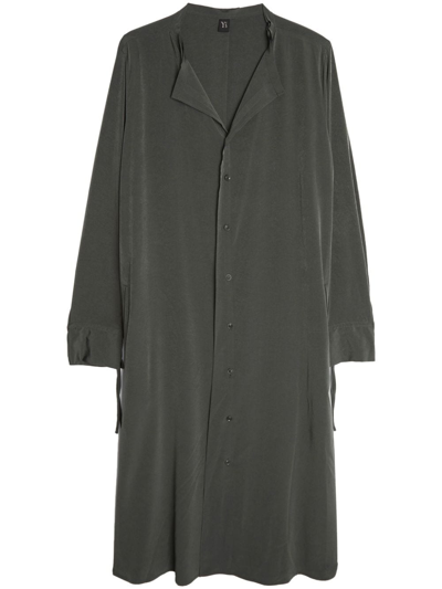 Shop Yohji Yamamoto Button-up Cotton Dress In Grau