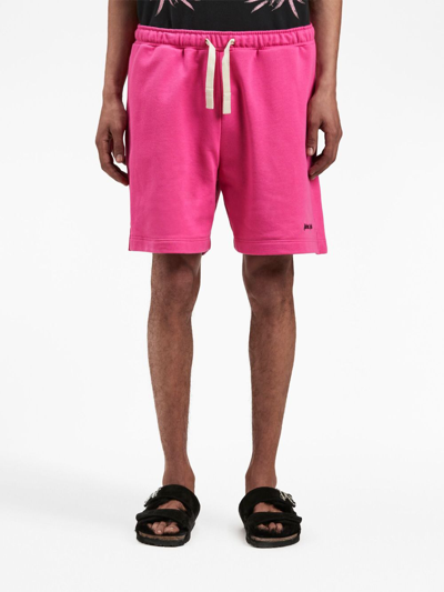 Shop Palm Angels Embroidered-logo Track Shorts In Pink