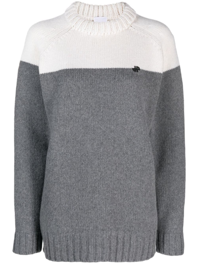 Patou Merino-blend Colour-block Jumper In Grau