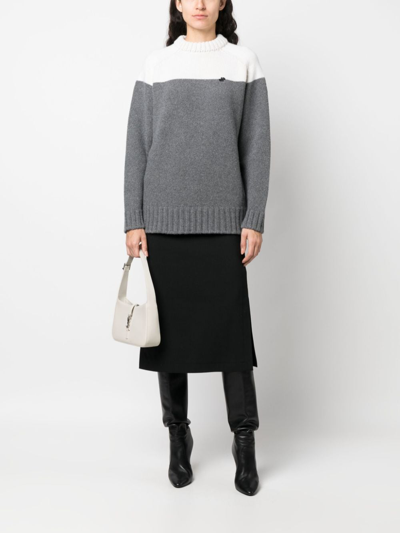 Shop Patou Merino-blend Colour-block Jumper In Grau