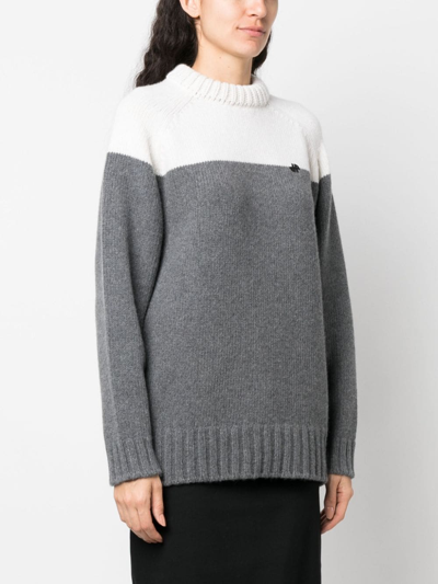 Shop Patou Merino-blend Colour-block Jumper In Grau