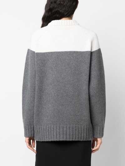 Shop Patou Merino-blend Colour-block Jumper In Grau