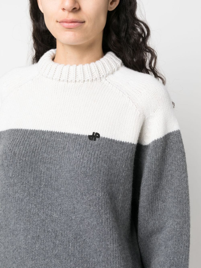 Patou Merino-blend Colour-block Jumper In Grau