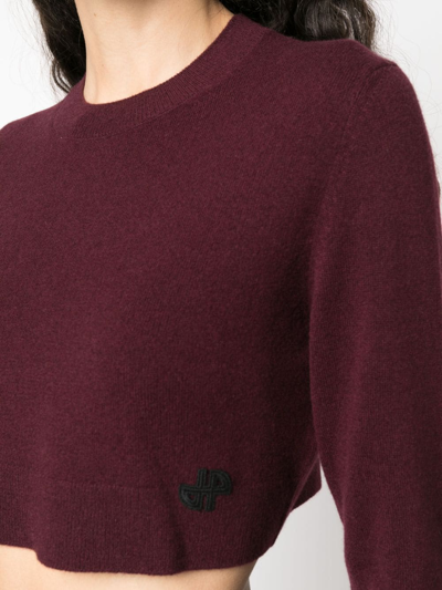 Shop Patou Merino-blend Cropped Jumper In Rot