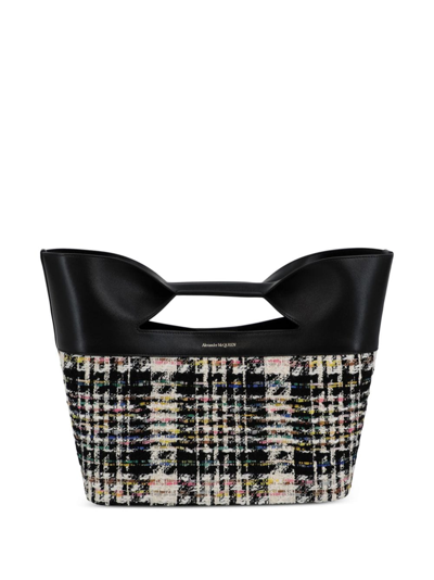 Shop Alexander Mcqueen Small The Bow Tweed Tote Bag In Schwarz