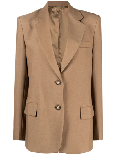 Victoria Beckham Single-breasted Notched-lapels Blazer In Braun
