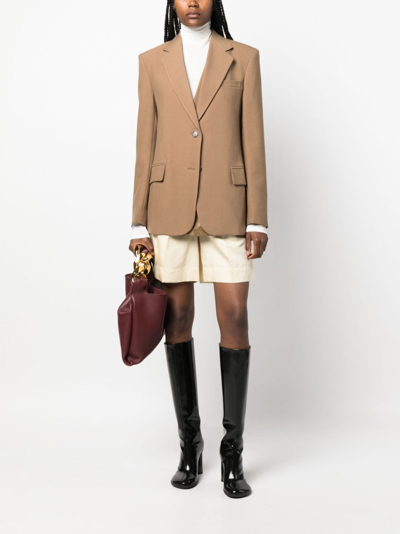 Victoria Beckham Single-breasted Notched-lapels Blazer In Braun