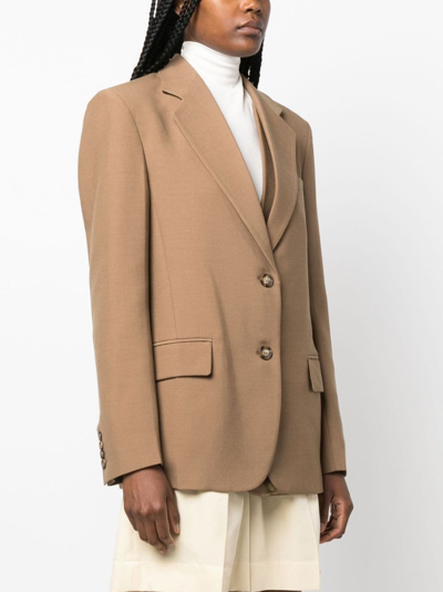 Victoria Beckham Single-breasted Notched-lapels Blazer In Braun