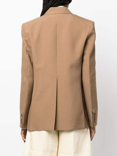 Victoria Beckham Single-breasted Notched-lapels Blazer In Braun