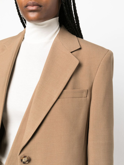 Victoria Beckham Single-breasted Notched-lapels Blazer In Braun