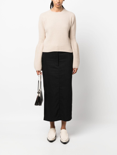 Shop Allude Fisherman's Knit Bishop-sleeved Jumper In Nude