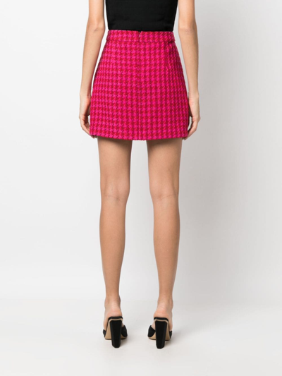 Shop Liu •jo Houndstooth Tweed Mini Skirt In Rosa