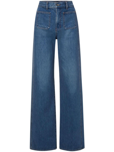 Shop Veronica Beard Taylor Hr High-rise Wide-leg Jeans In Blau