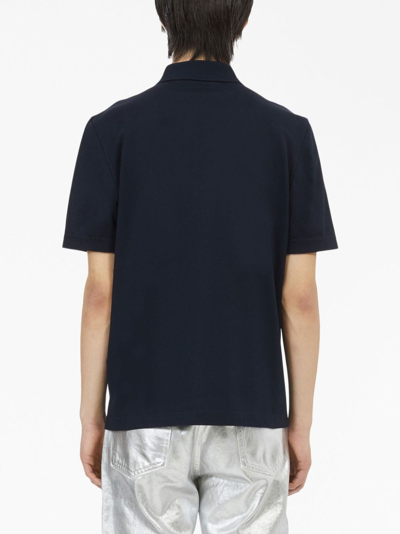 Shop Ferragamo Short-zip Cotton Polo Shirt In Blau