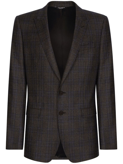 Shop Dolce & Gabbana Prince Of Wales Check Pattern Blazer In Grey
