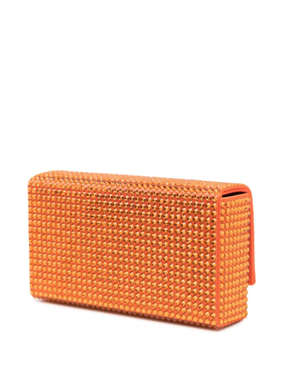 Shop Amina Muaddi Superamini Paloma Crystal-embellished Clutch Bag In Orange