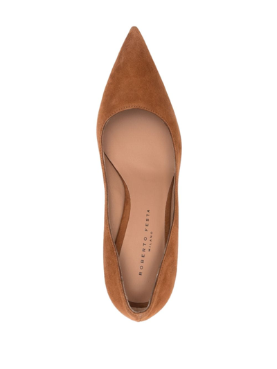 Roberto Festa Lory 80mm Pointed-toe Suede Pumps In Braun