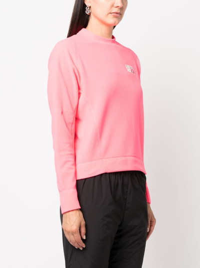 Shop Moncler Logo-patch Mock-neck Sweatshirt In Rosa