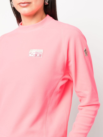 Shop Moncler Logo-patch Mock-neck Sweatshirt In Rosa