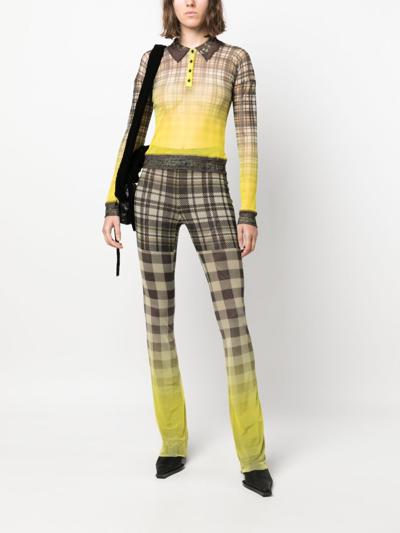 Shop Ottolinger Checked Straight-leg Trousers In Gelb