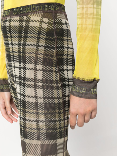 Shop Ottolinger Checked Straight-leg Trousers In Gelb
