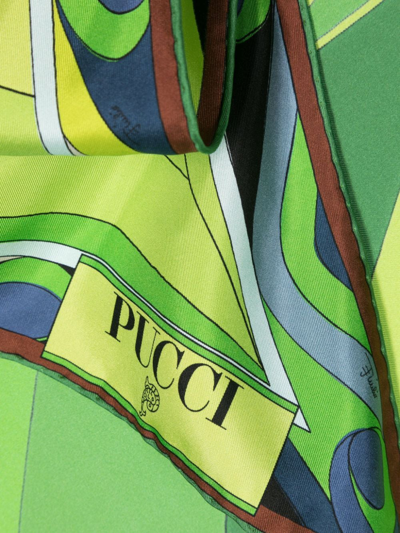 Shop Pucci Patchwork-print Silk Scarf In Grün