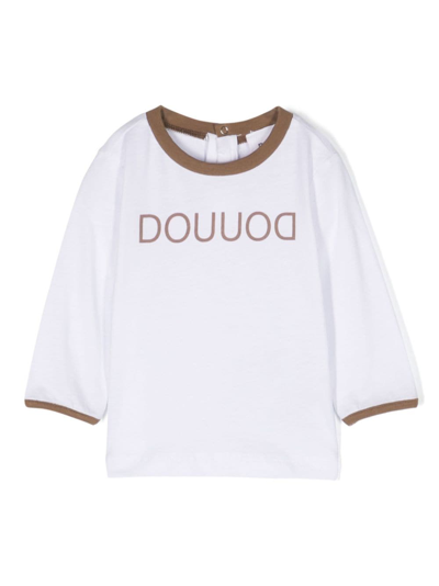 Douuod White T-shirt For Baby Girl With Logo In Weiss