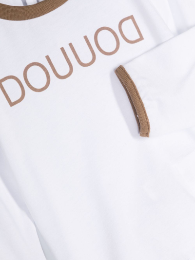Douuod White T-shirt For Baby Girl With Logo In Weiss