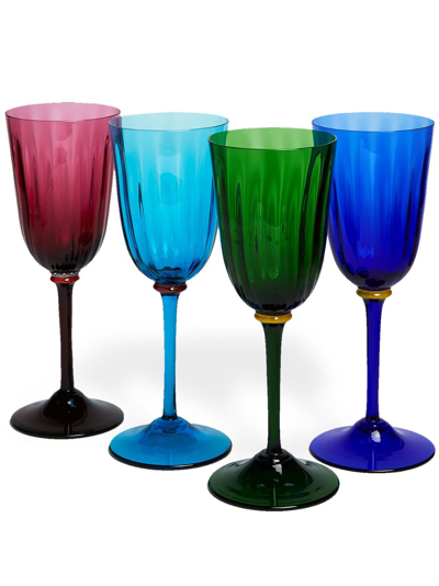 Shop La Doublej Rainbow Wine Glass (set Of Four) In Blau