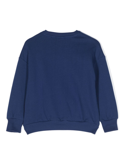Shop Mini Rodini Slogan-print Organic Cotton Sweatshirt In Blau