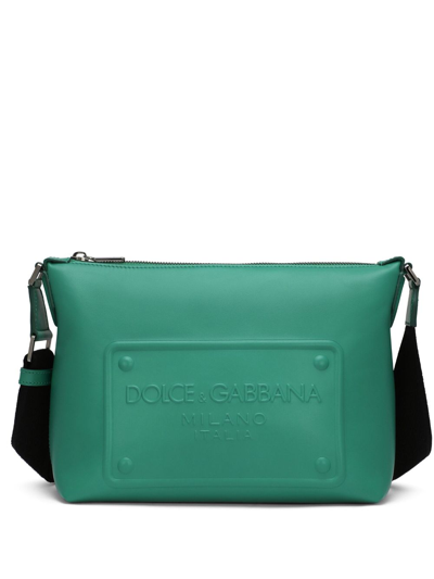 Shop Dolce & Gabbana Raised-logo Messenger Bag In Green