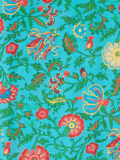 La Doublej Dragon Flower-print Linen Tablecloth In Blau