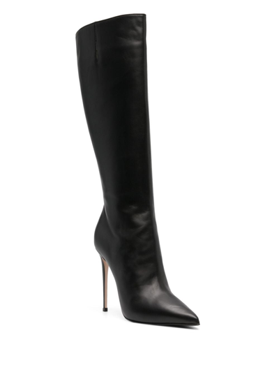 Shop Le Silla 120mm Pointed-toe Leather Boots In Schwarz
