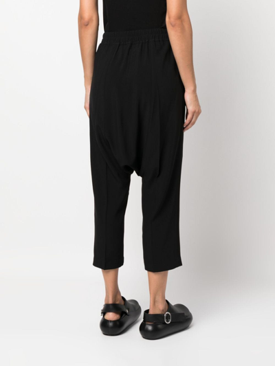 Rick Owens Drop-crotch Drawstring Cropped Trousers In Schwarz