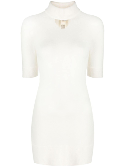 Shop Patou Cut-out Alpaca-blend Minidress In White