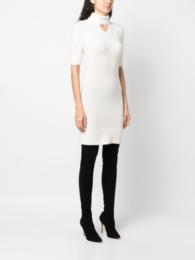 Shop Patou Cut-out Alpaca-blend Minidress In White