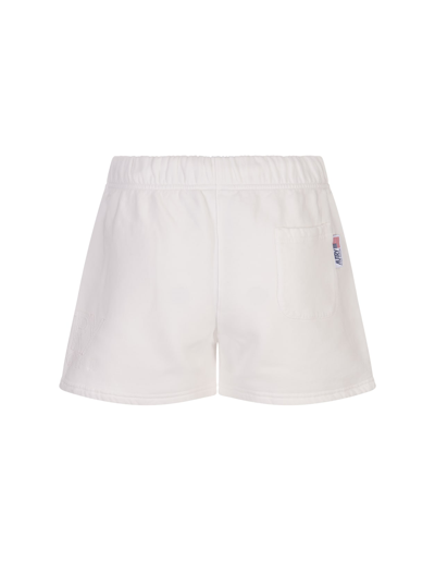 Shop Autry White Sporty Shorts With Logo In Bianco