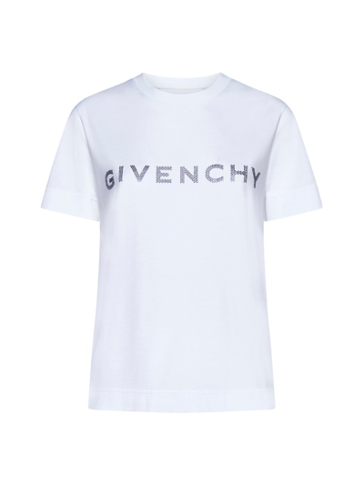 Shop Givenchy Logo Embellished Crewneck T In White