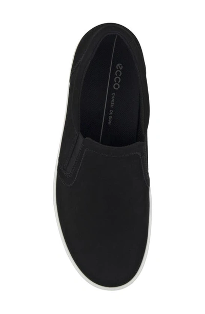 Ecco Classic Leather Slip-on Sneaker In Black