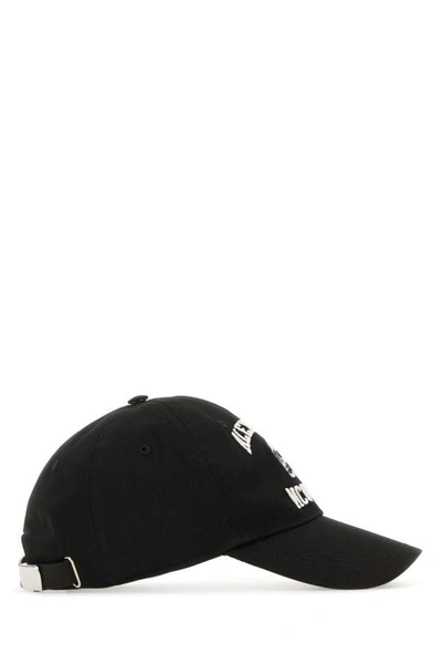 Shop Alexander Mcqueen Man Black Cotton Varsity Skull Baseball Cap