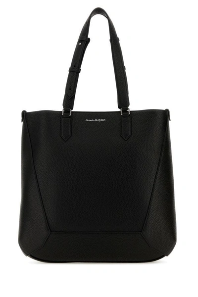 Alexander Mcqueen The Edge Leather Tote Bag In Black